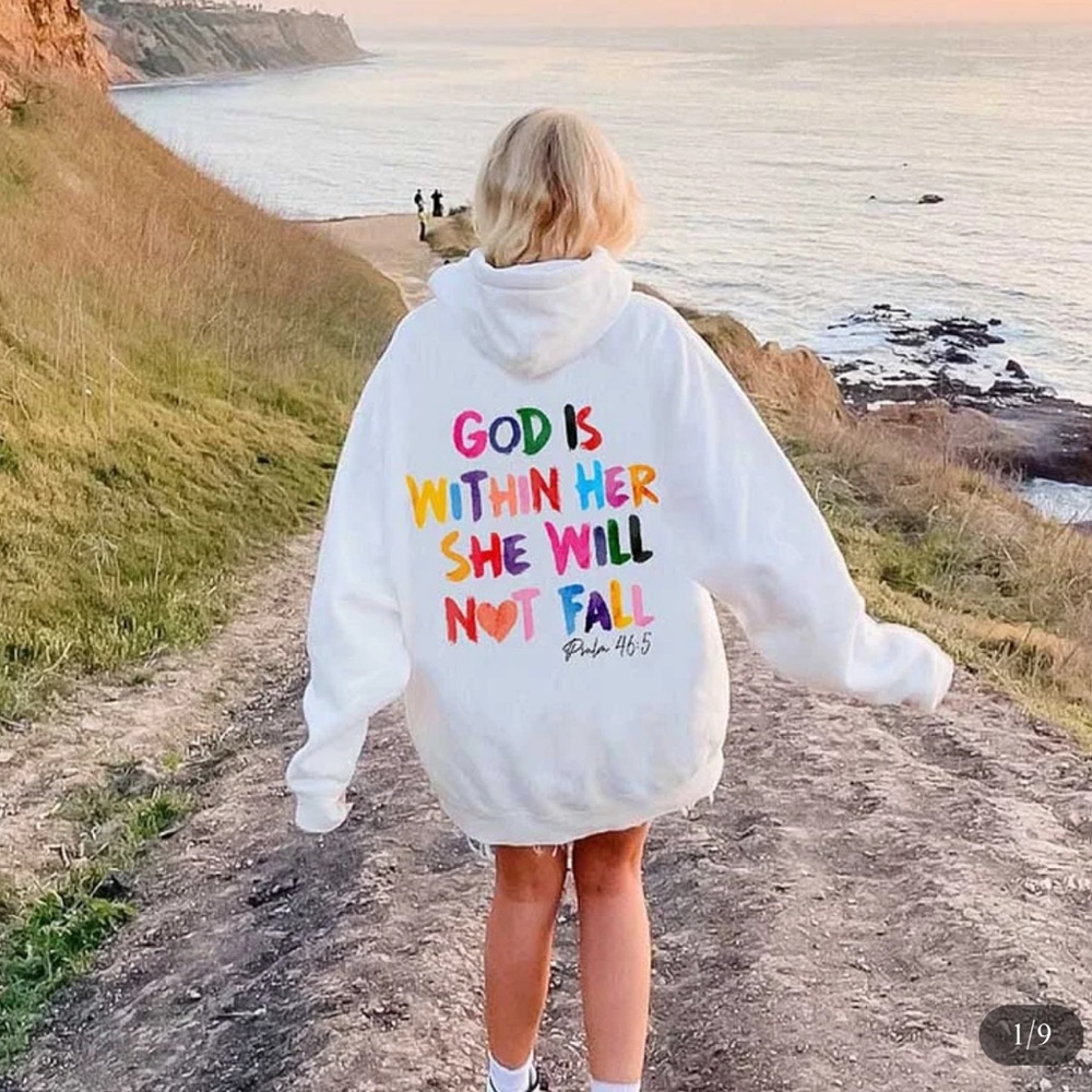 God is within her hoodie